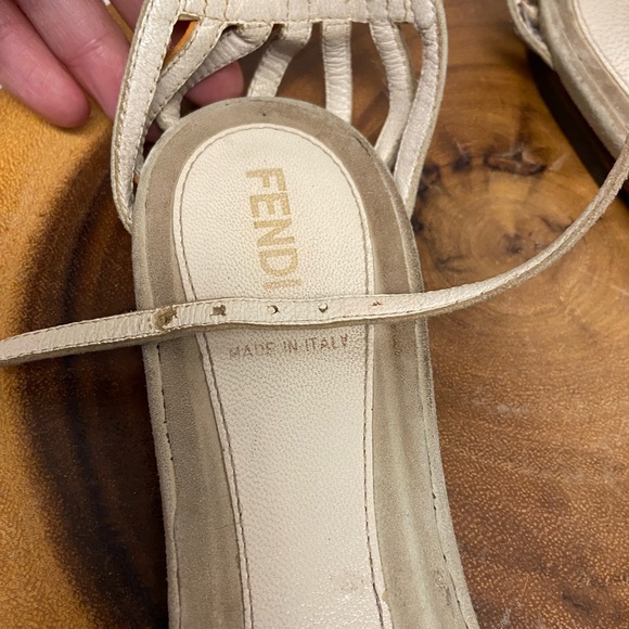 FENDI Leather Multi Color Neutral Multi Strap Ankle Strap Sandals - Picture 6 of 9